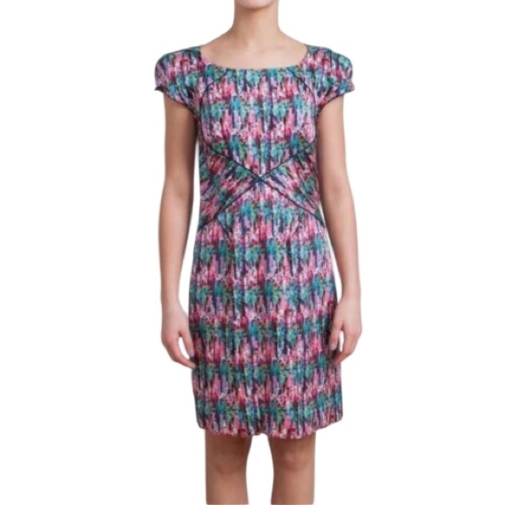 Zac Posen Silk Multicolor Abstract Print Dress wedding guest Size 4